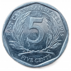 Восточные Карибы 5 центов 2015 год Королева Елизавета 2