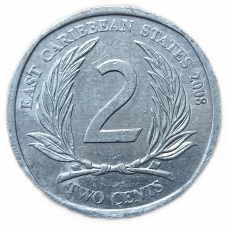 Восточные Карибы 2 цента 2008 год Королева Елизавета 2