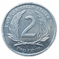 Восточные Карибы 2 цента 2004 год Королева Елизавета 2