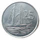 Каймановы Острова 25 Центов 2005 год Двухмачтовая шхуна