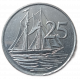 Каймановы Острова 25 Центов 2008 год Двухмачтовая шхуна