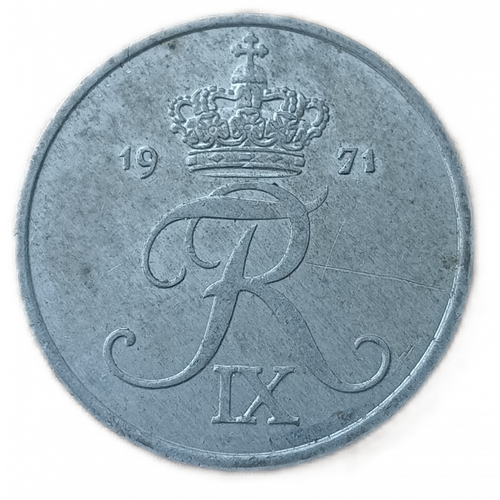 Дания 2 Эре 1971 год Король Фредерик 9