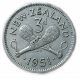 Новая Зеландия 3 Пенса 1951 год Перекрещенные пату Георг 6