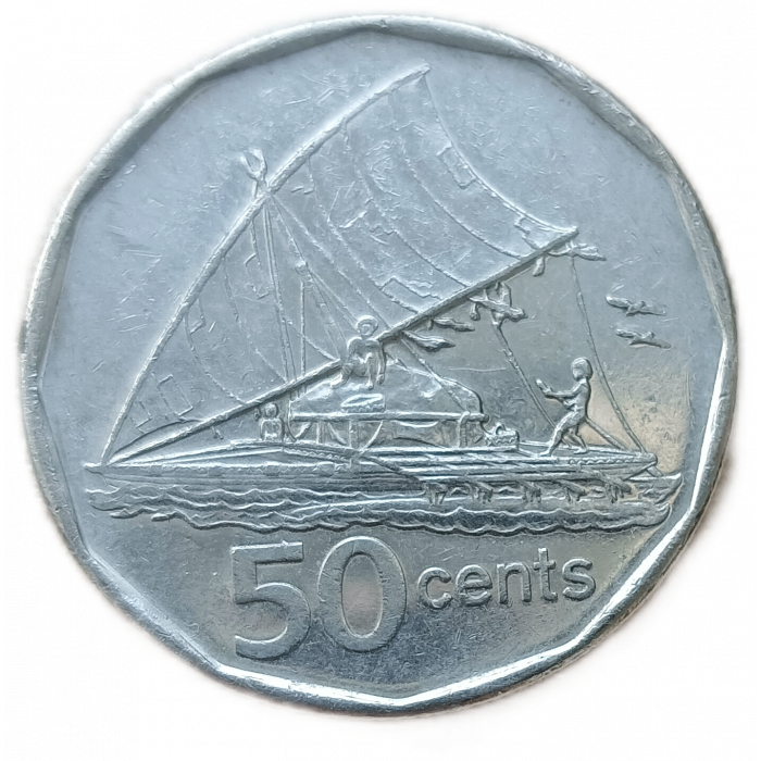 Фиджи 50 Центов 2009 год Парусное каноэ Такиа