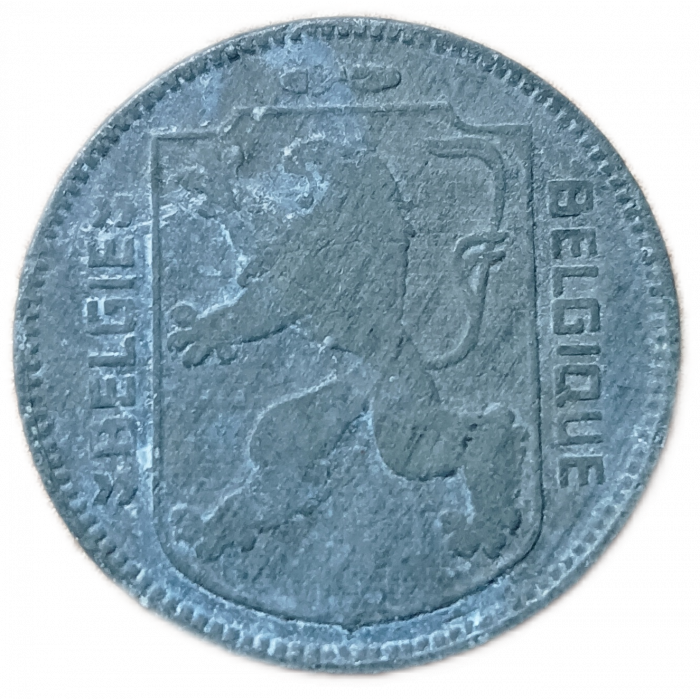 Бельгия 1 Франк 1946 год Леопольд 3 Германская оккупация