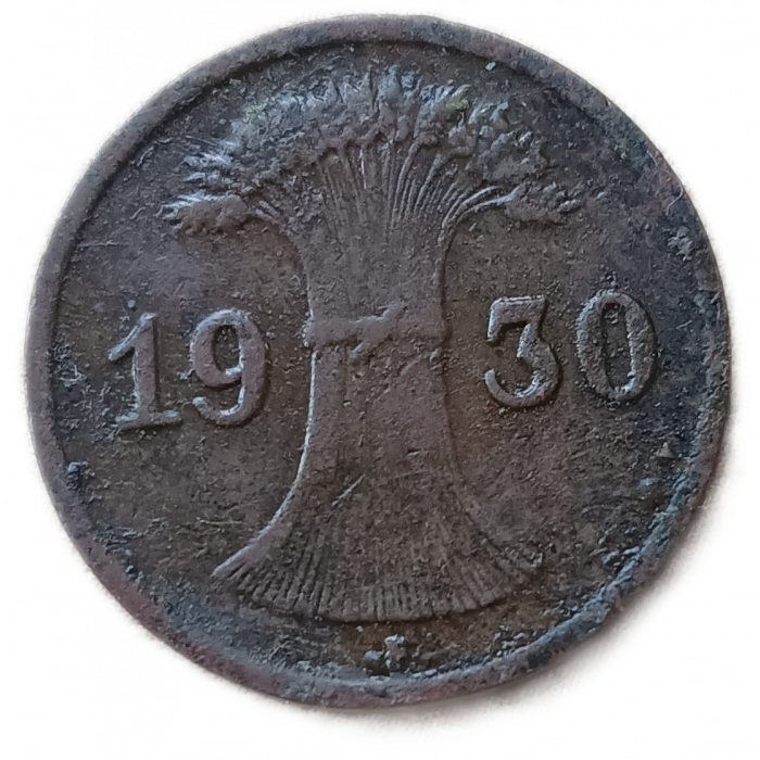 Германия 1 Рейхспфенниг 1930 год, F , Веймарская республика 