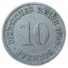 Германия 10 Пфеннигов 1900 год, D , Германская империя