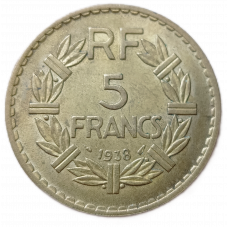 Франция 5 Франков 1938 год , Для Алжира