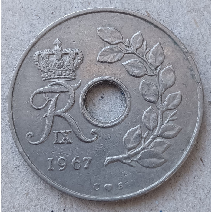 Дания 25 Эре 1967 год Король Фредерик 9
