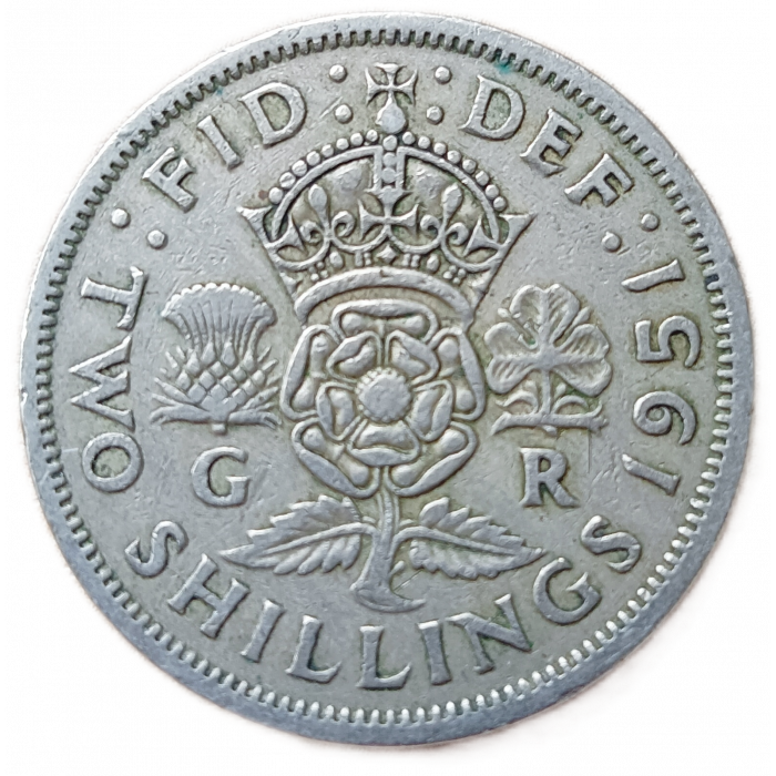 Великобритания 2 Шиллинга 1951 год Король Георг 6