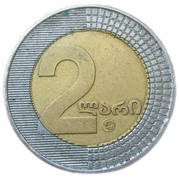 Грузия 2 Лари 2006 год , Герб , Биметалл