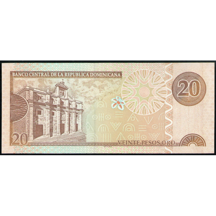 Доминикана 20 Песо 2003 год UNC Грегорио Луперон Национальный Пантеон