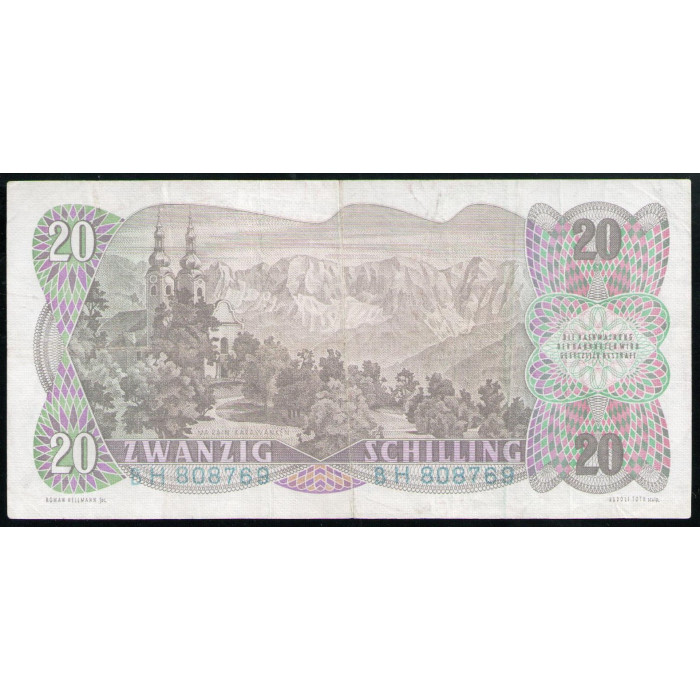 Австрия 20 Шиллингов 1956 год , Австрийский химик Карл Ауэр фон Вельсбах  , Рейн ,горы Караванкен