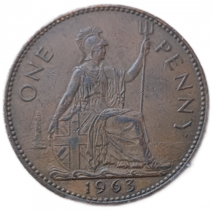 Великобритания 1 Пенни 1963 год  Елизавета 2
