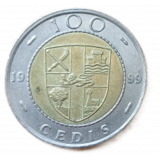 Гана 100 Седи 1999 год Герб Плоды какао Биметалл