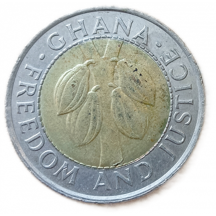 Гана 100 Седи 1999 год, Герб, Плоды какао, Биметалл