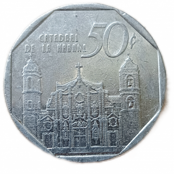 Куба 50 Сентаво 1994 год Кафедральный собор Гаваны Собор святого Христофора
