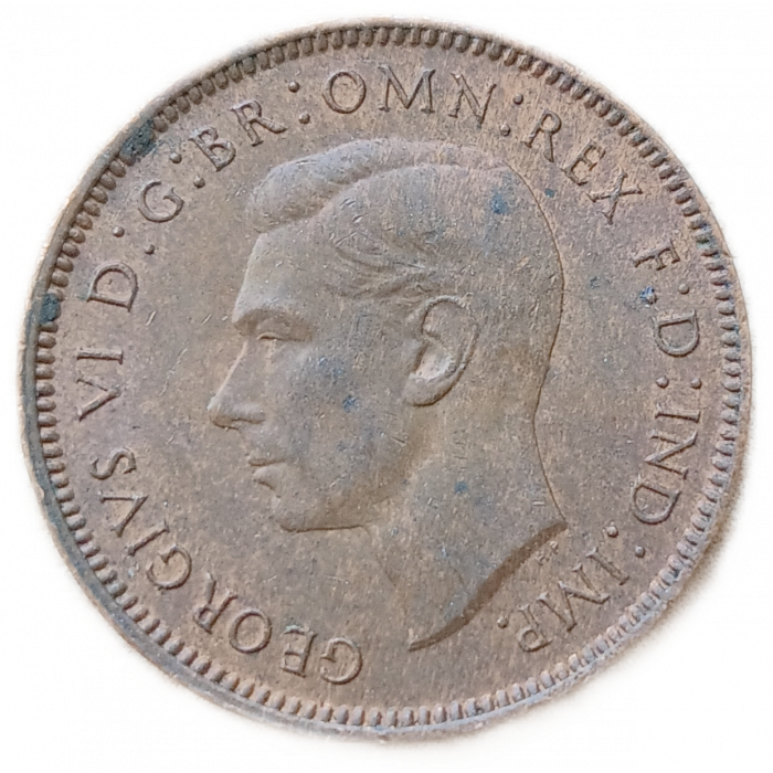 Великобритания 1 Фартинг 1946 год Птица Крапивник Король Георг 6