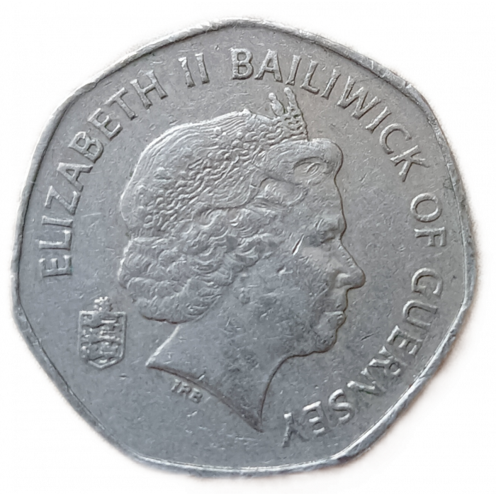 Гернси 20 Пенсов 1999 год , Карта острова Гернси , Елизавета 2