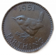 Великобритания 1 Фартинг 1951 год, Птица Крапивник , Король Георг 6