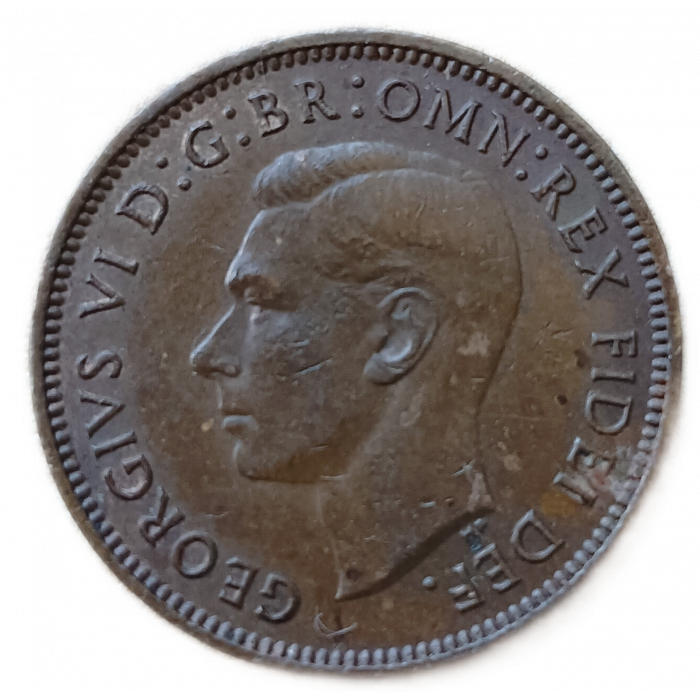 Великобритания 1 Фартинг 1951 год, Птица Крапивник , Король Георг 6