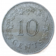 Мальта 10 Центов 1972 год Корабль Парусник