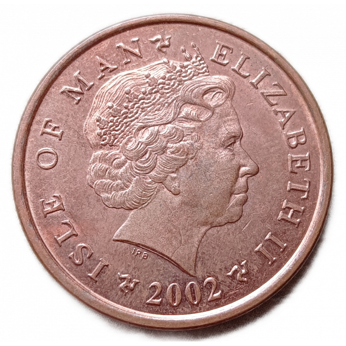 Остров Мэн 2 Пенса 2002 год Парусник Елизавета 2