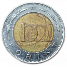 Венгрия 100 Форинтов 1998 год, Биметалл