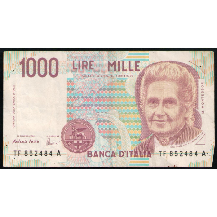 Италия 1000 Лир 1990 год Мария Монтессори