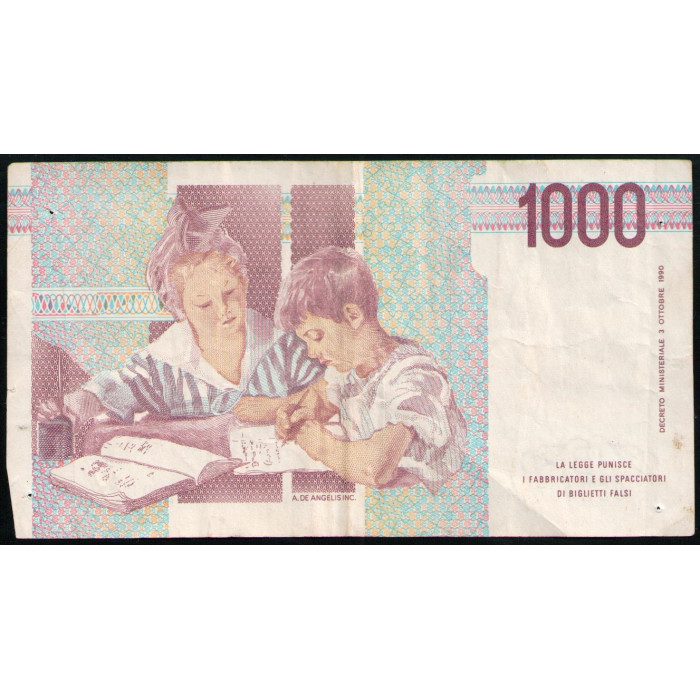 Италия 1000 Лир 1990 год Мария Монтессори