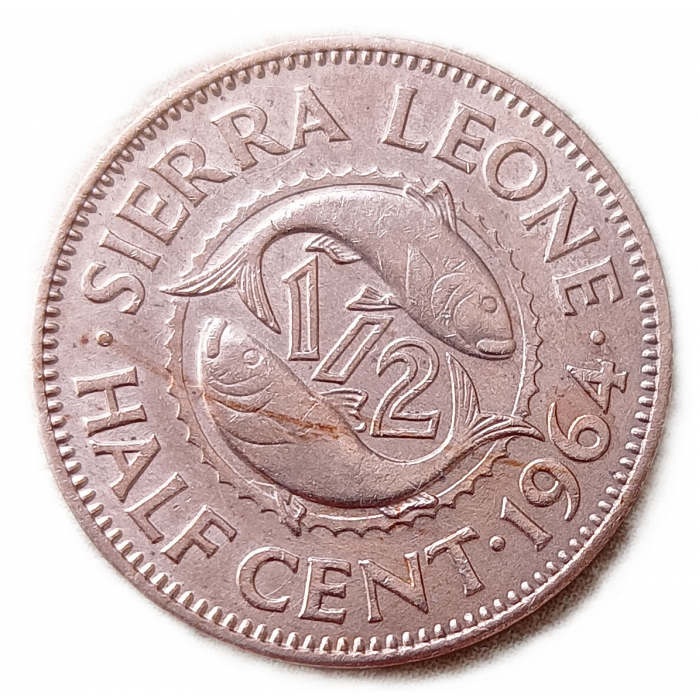 Сьерра Леоне 1/2 Цента 1964 год Рыбы