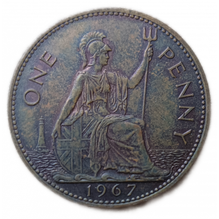 Великобритания 1 Пенни 1967 год  Елизавета 2
