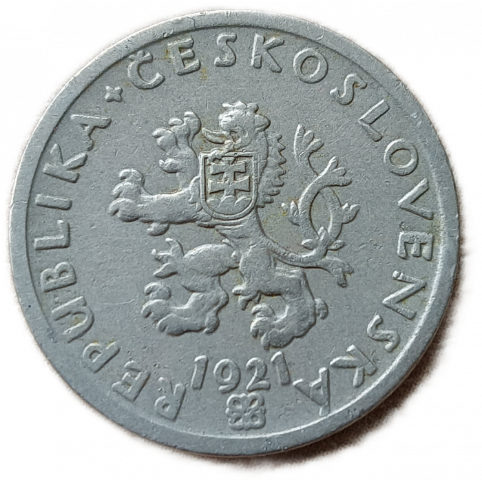 Чехословакия 20 Геллеров 1921 год Серп Колосья Оливковая ветвь