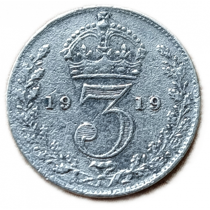 Великобритания 3 Пенса 1919 год Король Георг 5 Серебро