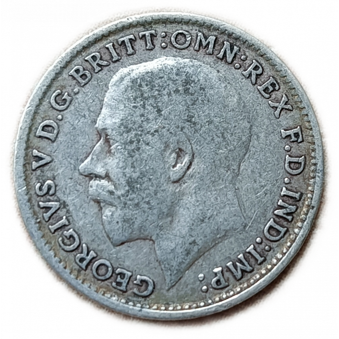 Великобритания 3 Пенса 1917 год Король Георг 5 Серебро