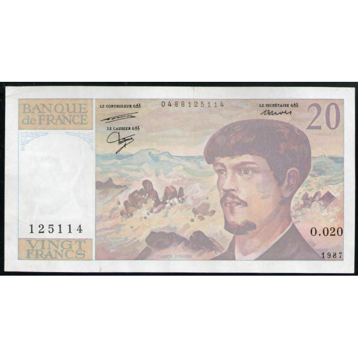 Франция 20 Франков 1987 год VF Клод Дебюсси опера Море 