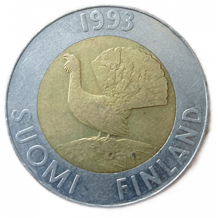 Финляндия 10 Марок 1993 год Глухарь Биметалл