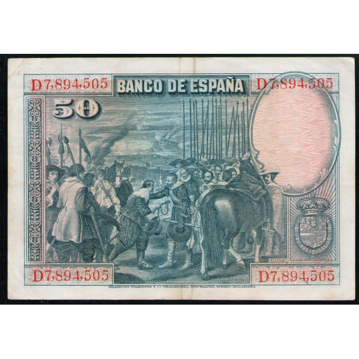 Испания 50 Песет 1928 год Диего Веласкес Испанский художник