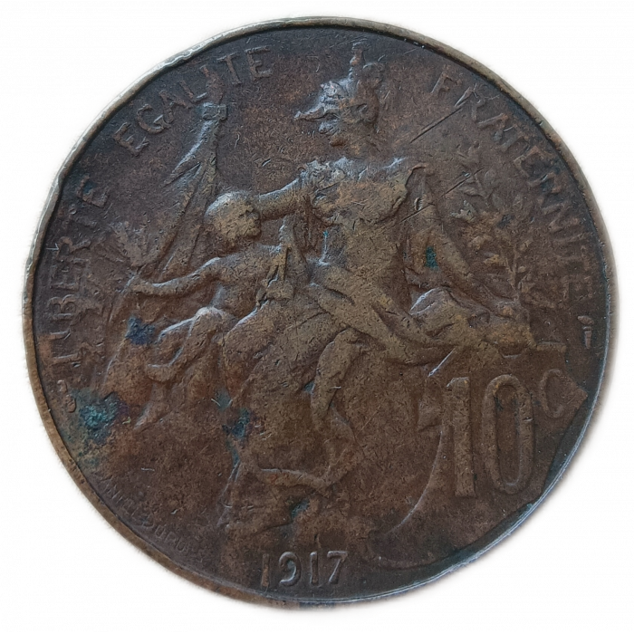 Франция 10 Сентим 1917 год