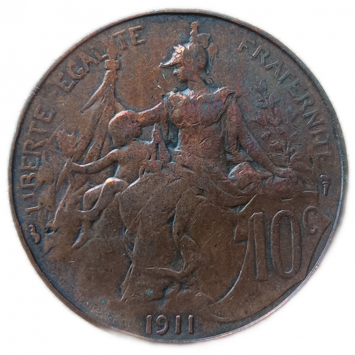 Франция 10 Сентим 1911 год