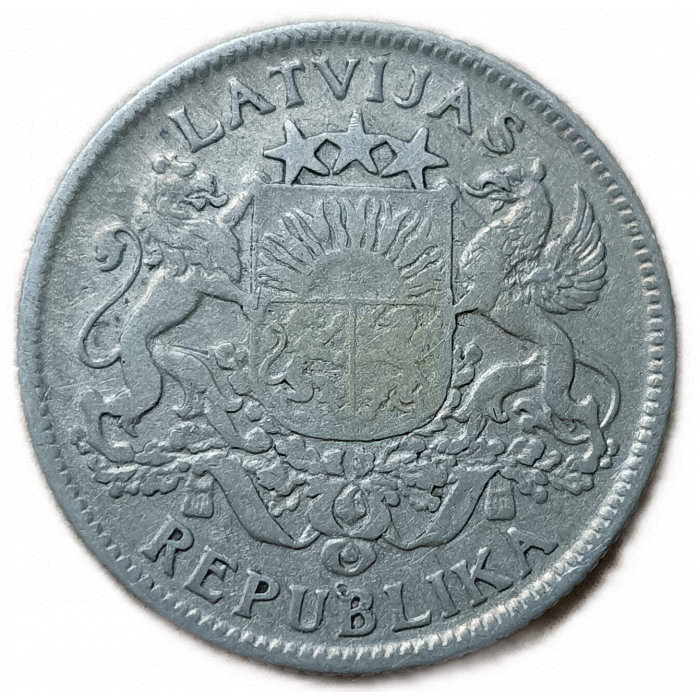 Латвия 1 Лат 1924 год Серебро