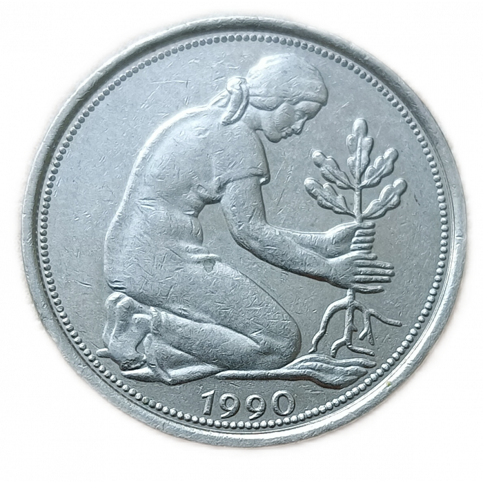 Германия ФРГ 50 Пфеннигов 1990 год J