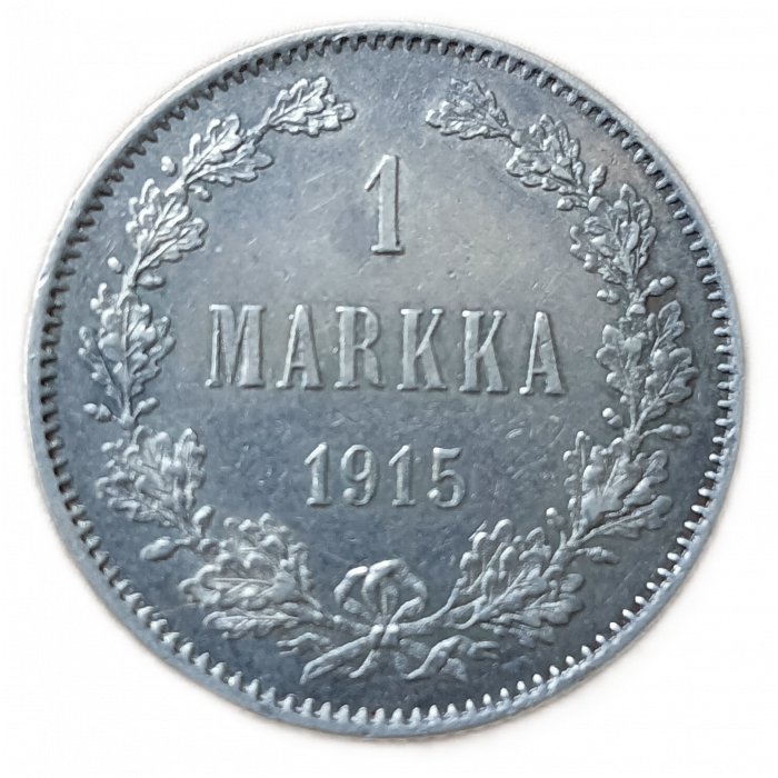 Россия Финляндия 1 Марка 1915 год Николай 2 Серебро