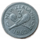 Новая Зеландия 3 Пенса 1962 год, Перекрещенные пату, Елизавета 2