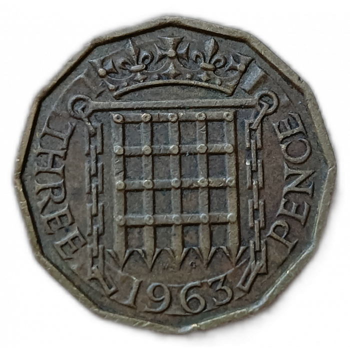 Великобритания 3 Пенса 1963 год Елизавета 2