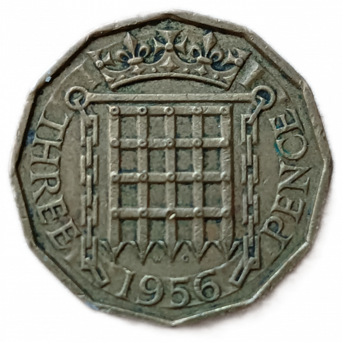 Великобритания 3 Пенса 1956 год Елизавета 2