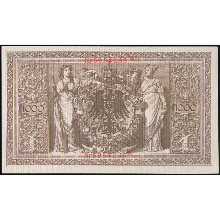 Германия 1000 Марок 1910 год XF Красная печать