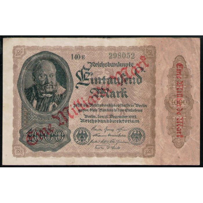 Германия 1000000000 Марок 1923 год Надпечатка Веймарская Республика