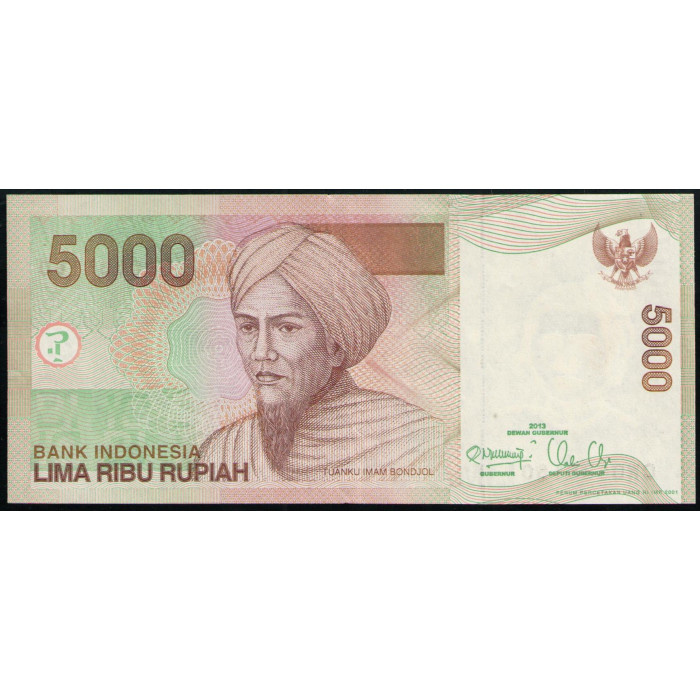 Индонезия 5000 Рупий 2013 год , UNC , Национальный герой Индонезии Туанку Имам Бонджол , Ткач