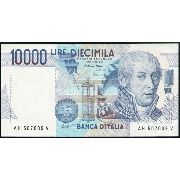 Италия 10000 Лир 1984 год , VF , Алессандро Вольта , Музей Темпио Вольтиано